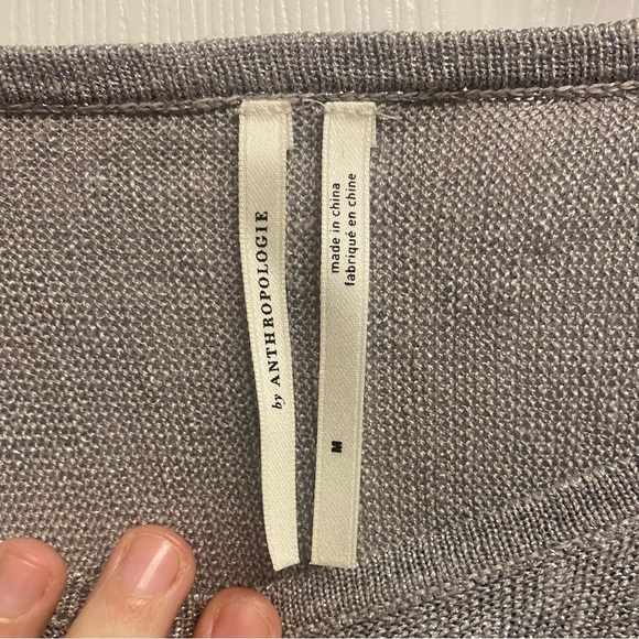 Anthropologie Silver “Alicia” Linen Blend Metallic Shimmer Top Size Medium - Picture 4 of 6